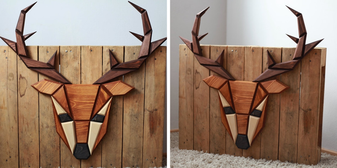 Uno zoo di legno le teste geometriche di animali 