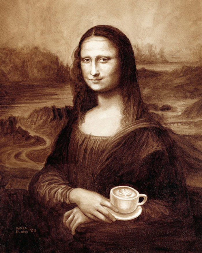 Artista dipinge con il caffè riproduzioni di quadri famosi, con ... Foto di quadri