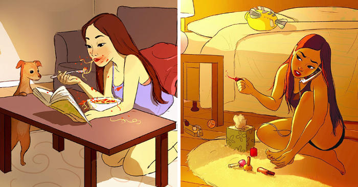 Illustratrice cattura la bellezza del vivere da soli Illustratrice cattura la bellezza del vivere da soli