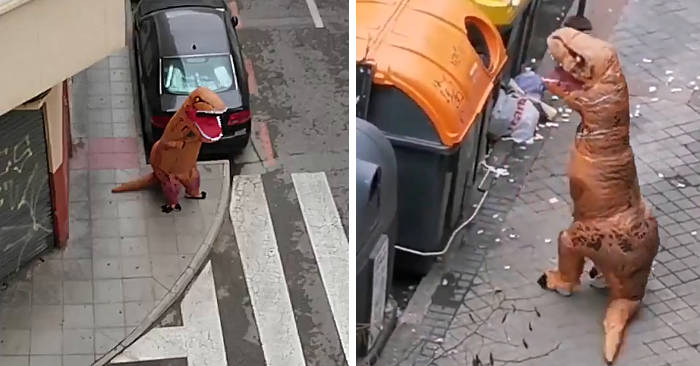 Coronavirus, la polizia ferma un T-Rex che passeggiava nonostante il divieto di uscire Coronavirus, la polizia ferma un T-Rex che passeggiava nonostante il divieto di uscire