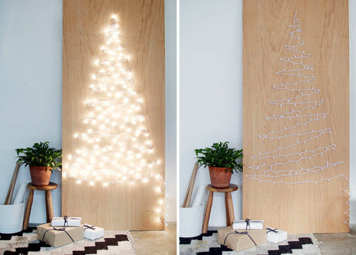 Un albero di Natale magico fatto di piccole luci Un albero di Natale magico fatto di piccole luci