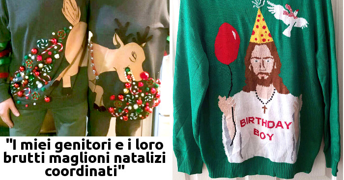 40 persone che hanno vinto il concorso per il maglione di Natale piu brutto